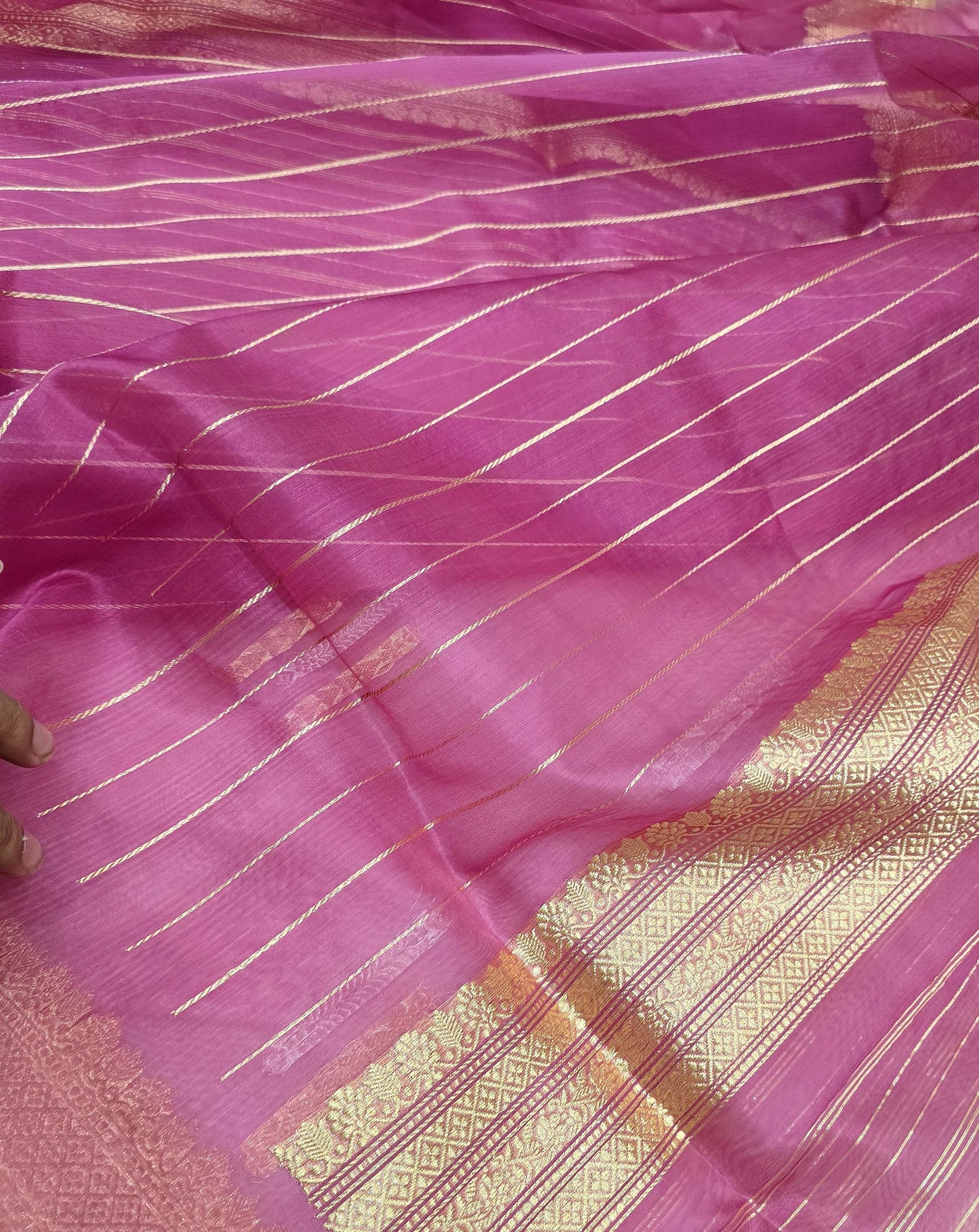 Exquisite Banarasi Kora Silk Saree with Sona Rupa Kadiyal Border and Double Kora Blouse