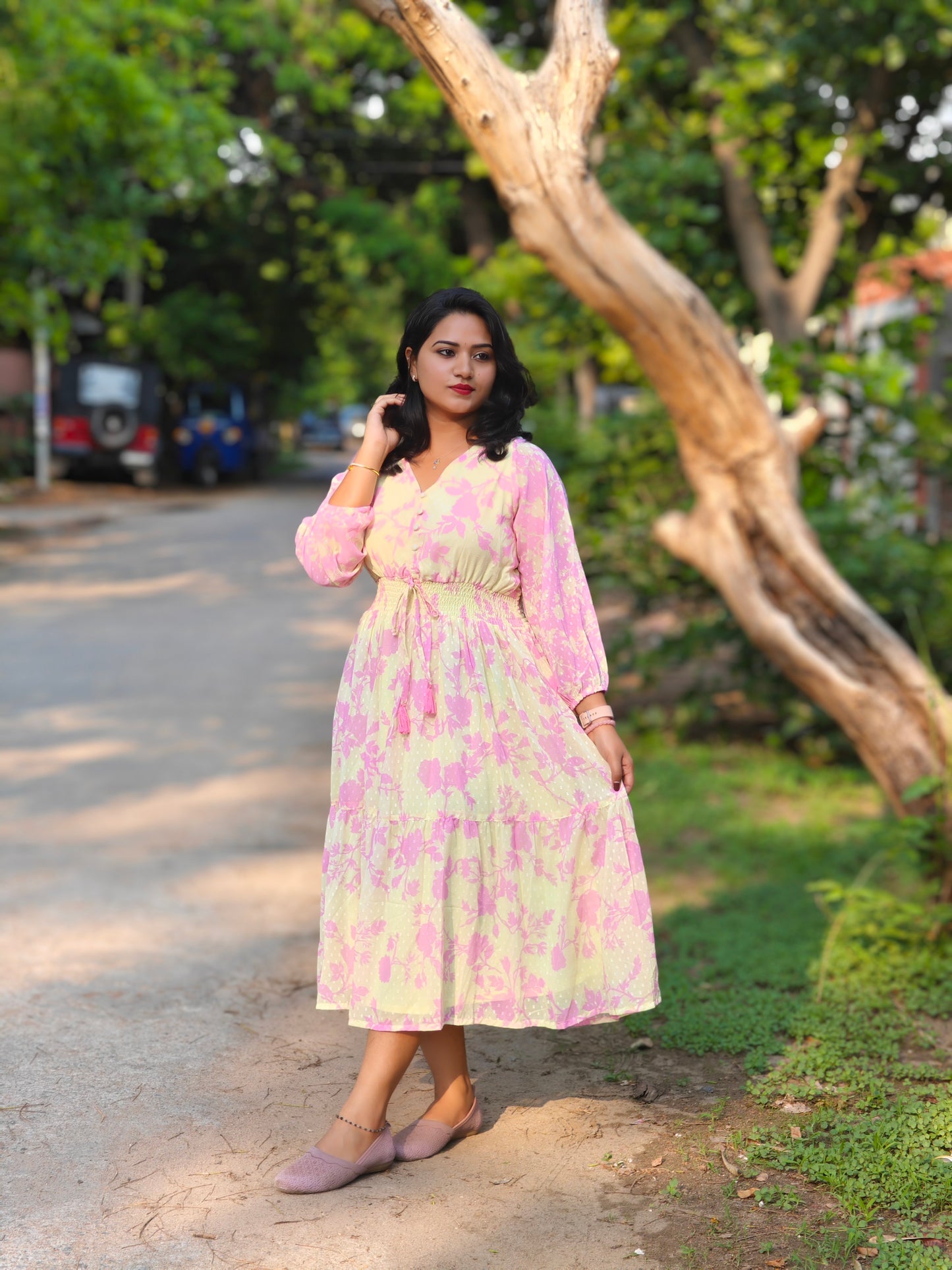 Light Floral Western Dress 00223