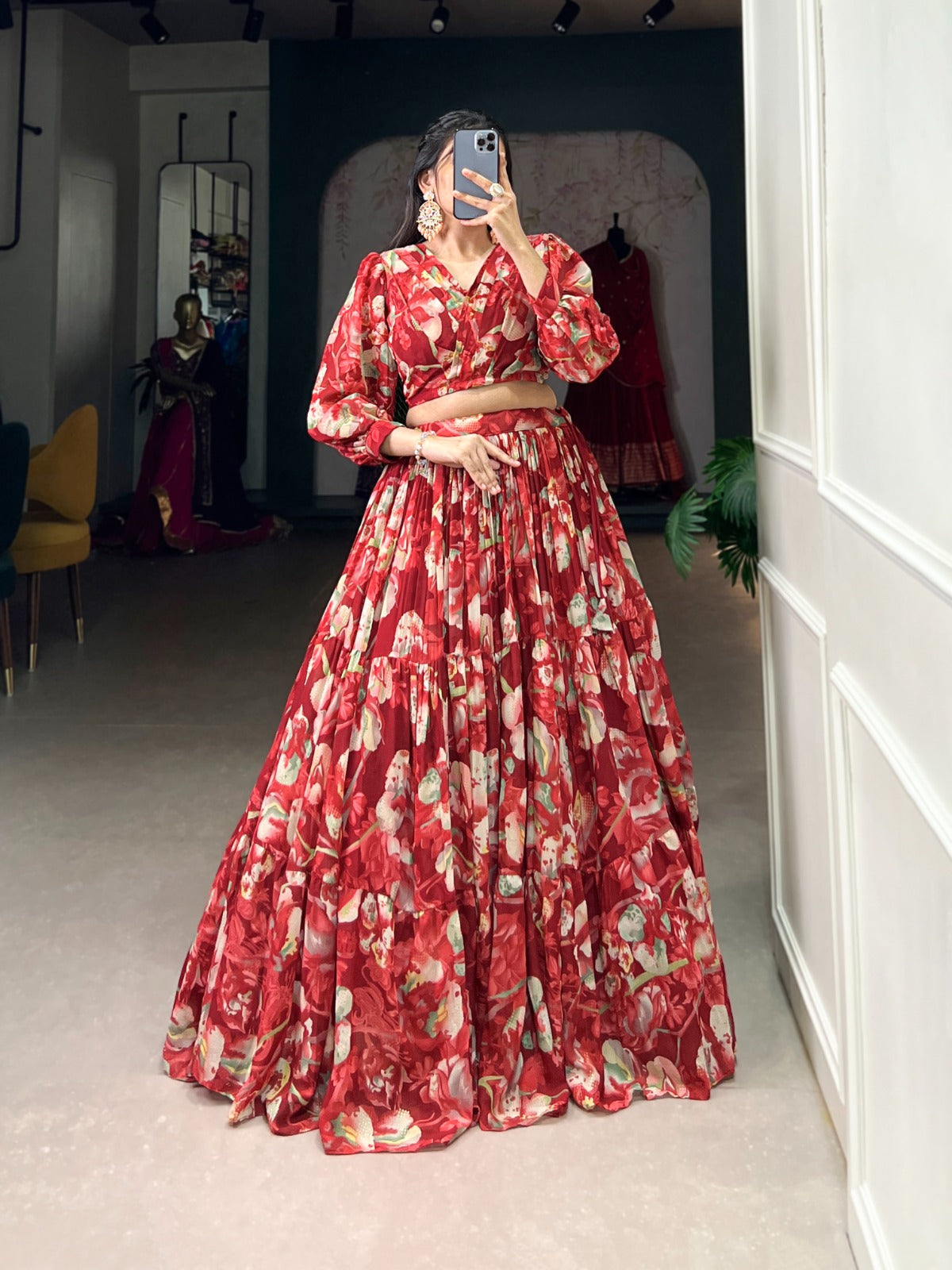 Georgette Chex Floral Print Co-ord Set