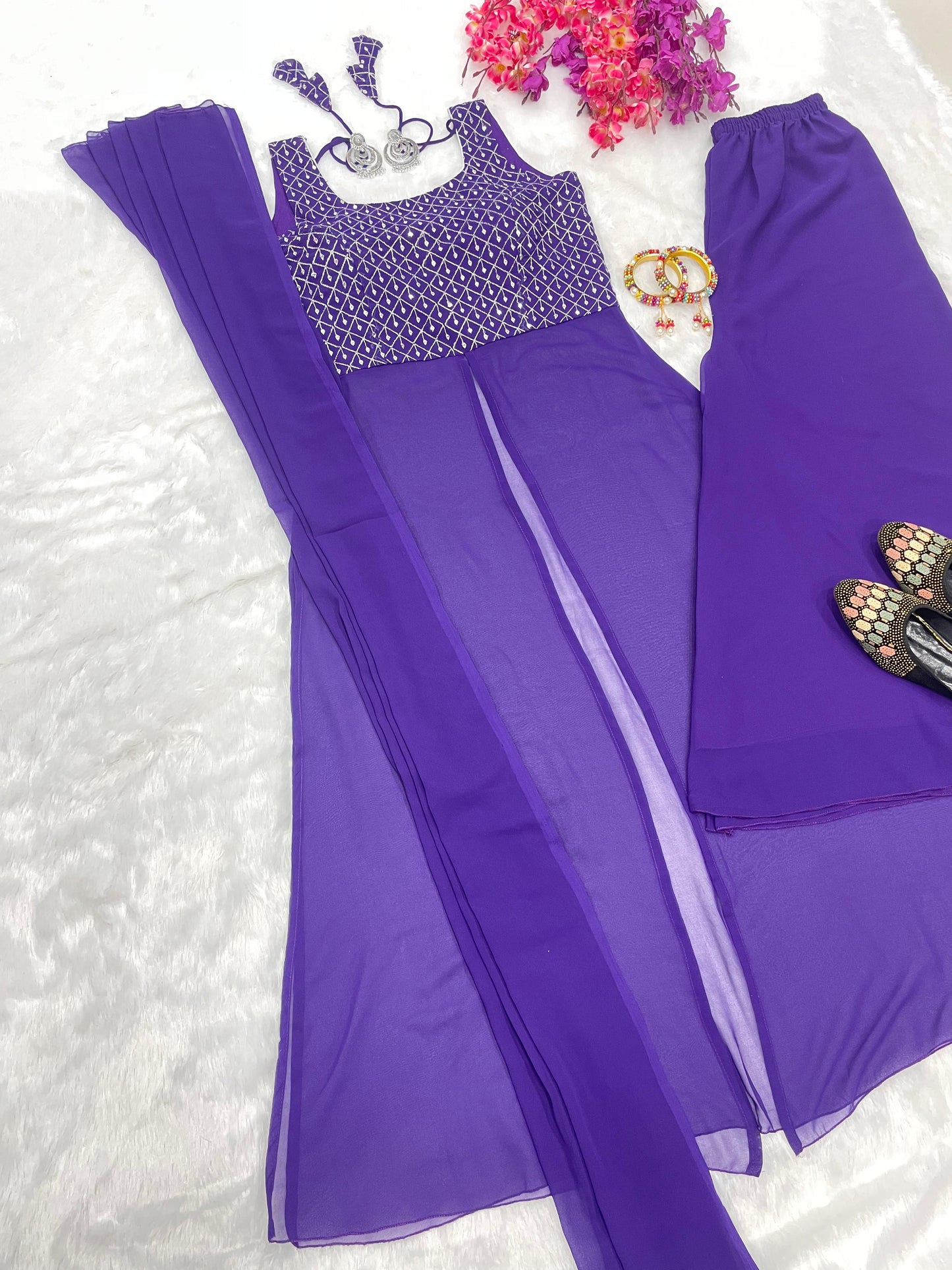 Regal Elegance: Unveiling Our Colour Suit with Sharara and Duppata