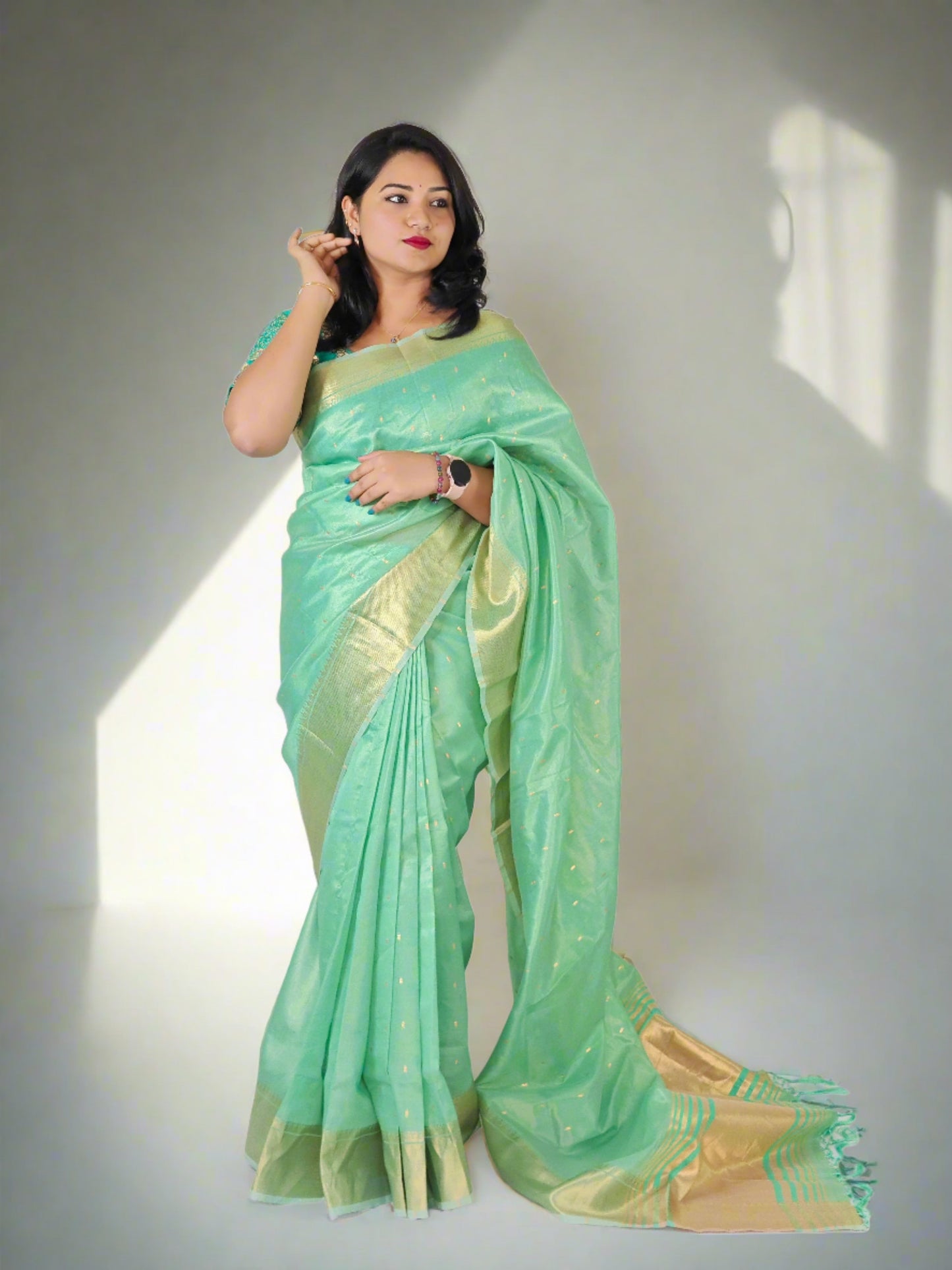 Soft silk Saree with Partially Stitched Adjustable Blouse