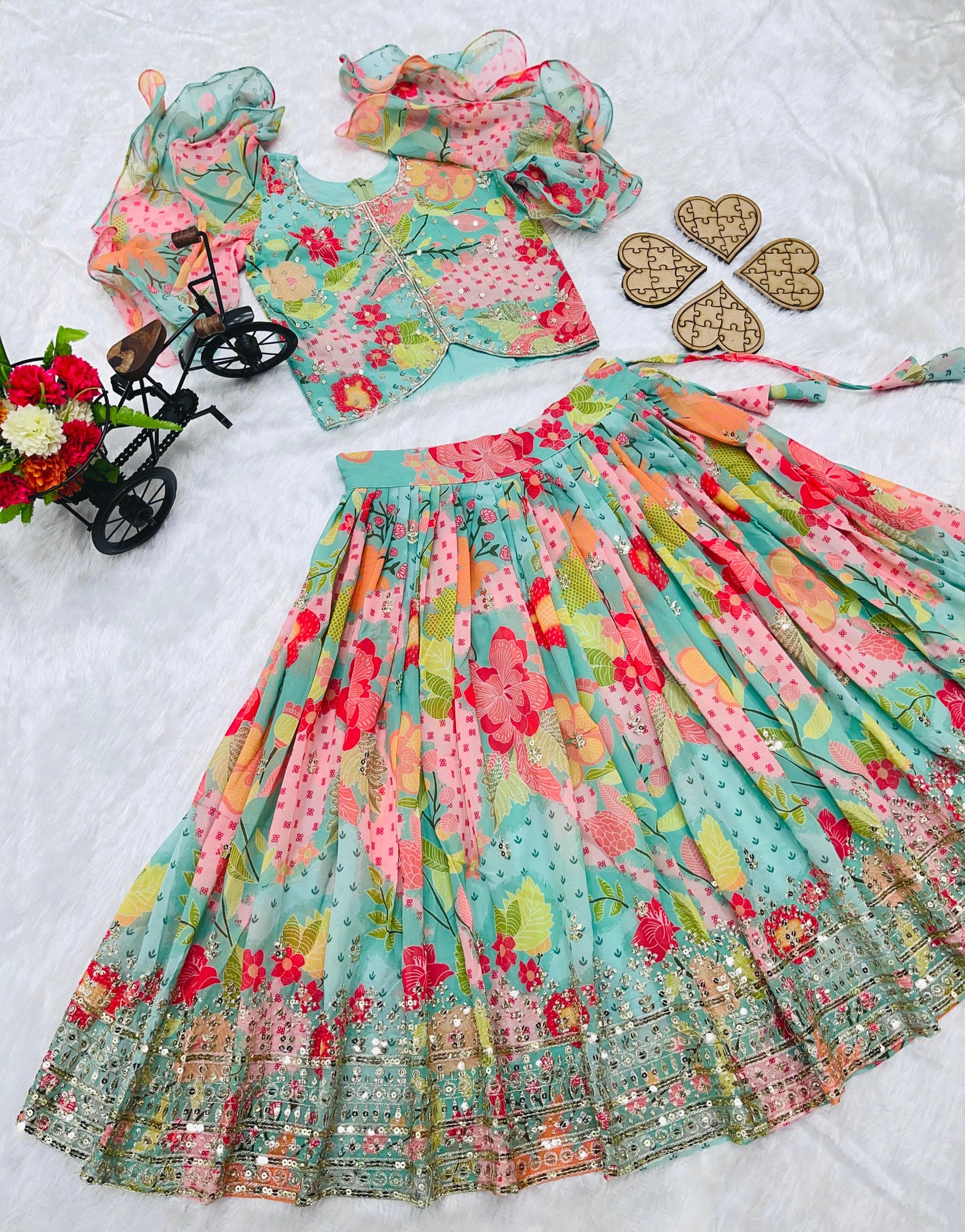 Kids Georgette Lehenga Choli Birthday Dress