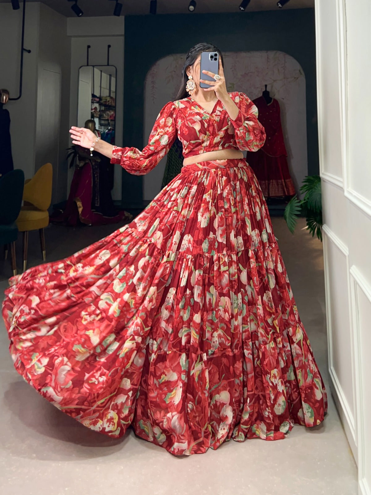 Georgette Chex Floral Print Co-ord Set