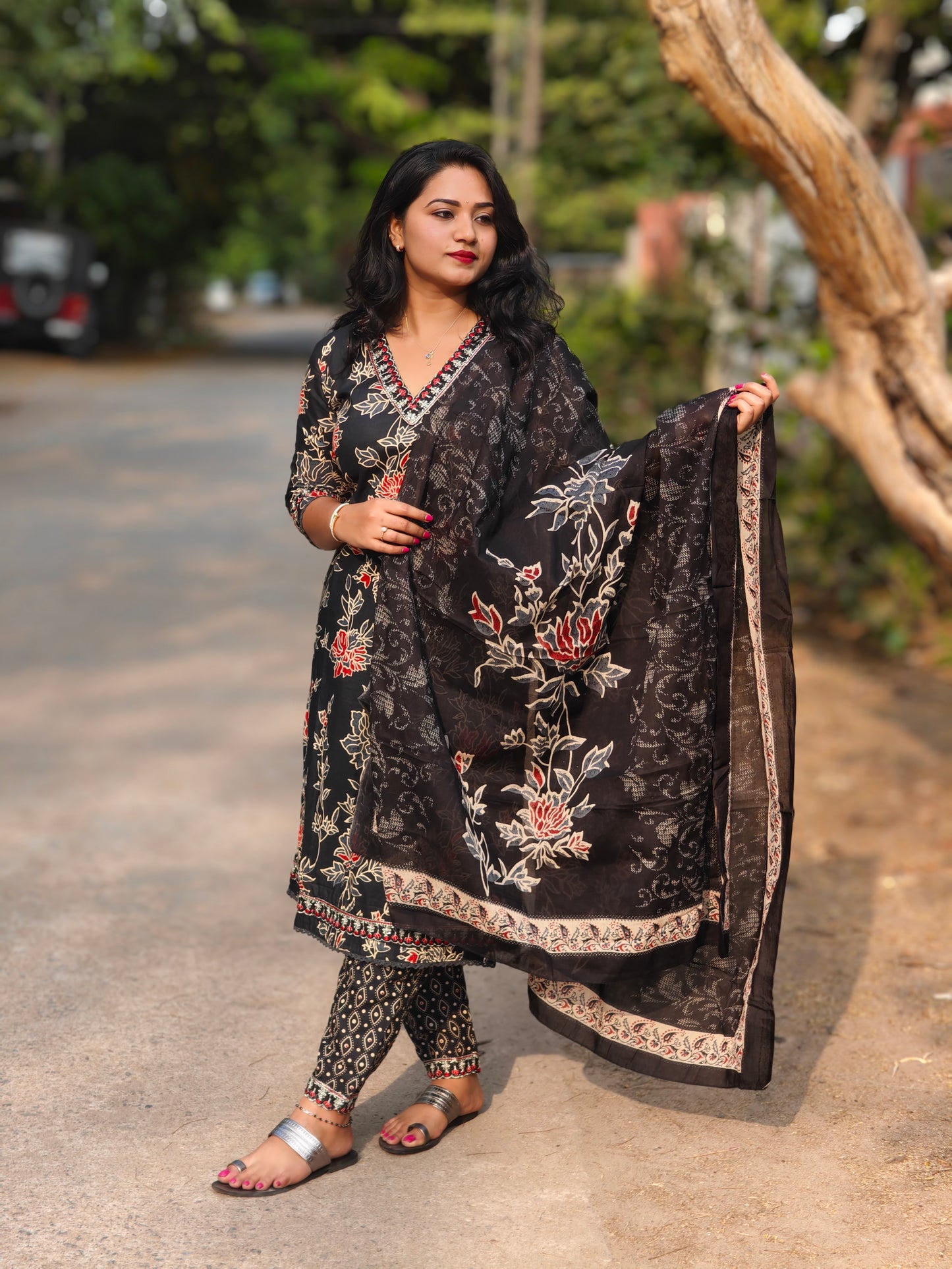 Black Afghani Pattern 3 Pc set