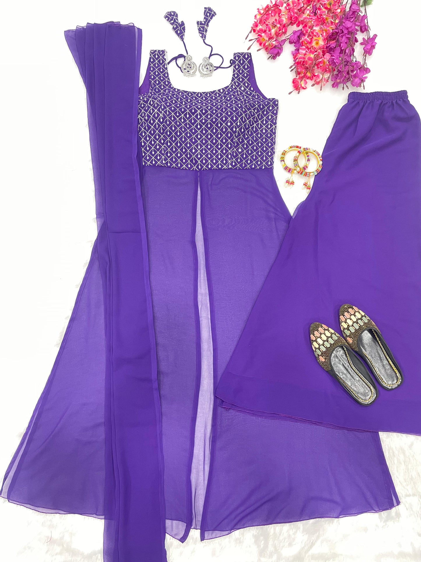 Regal Elegance: Unveiling Our Colour Suit with Sharara and Duppata