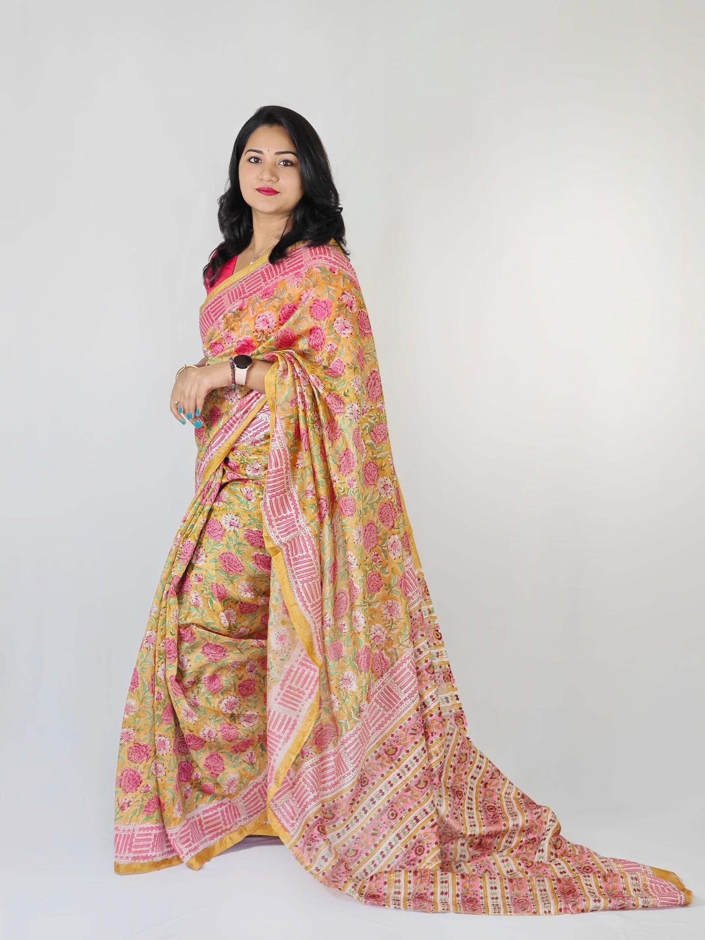 Elegance Redefined: Exclusive Handblock Printed Chanderi Silk Sarees Collection