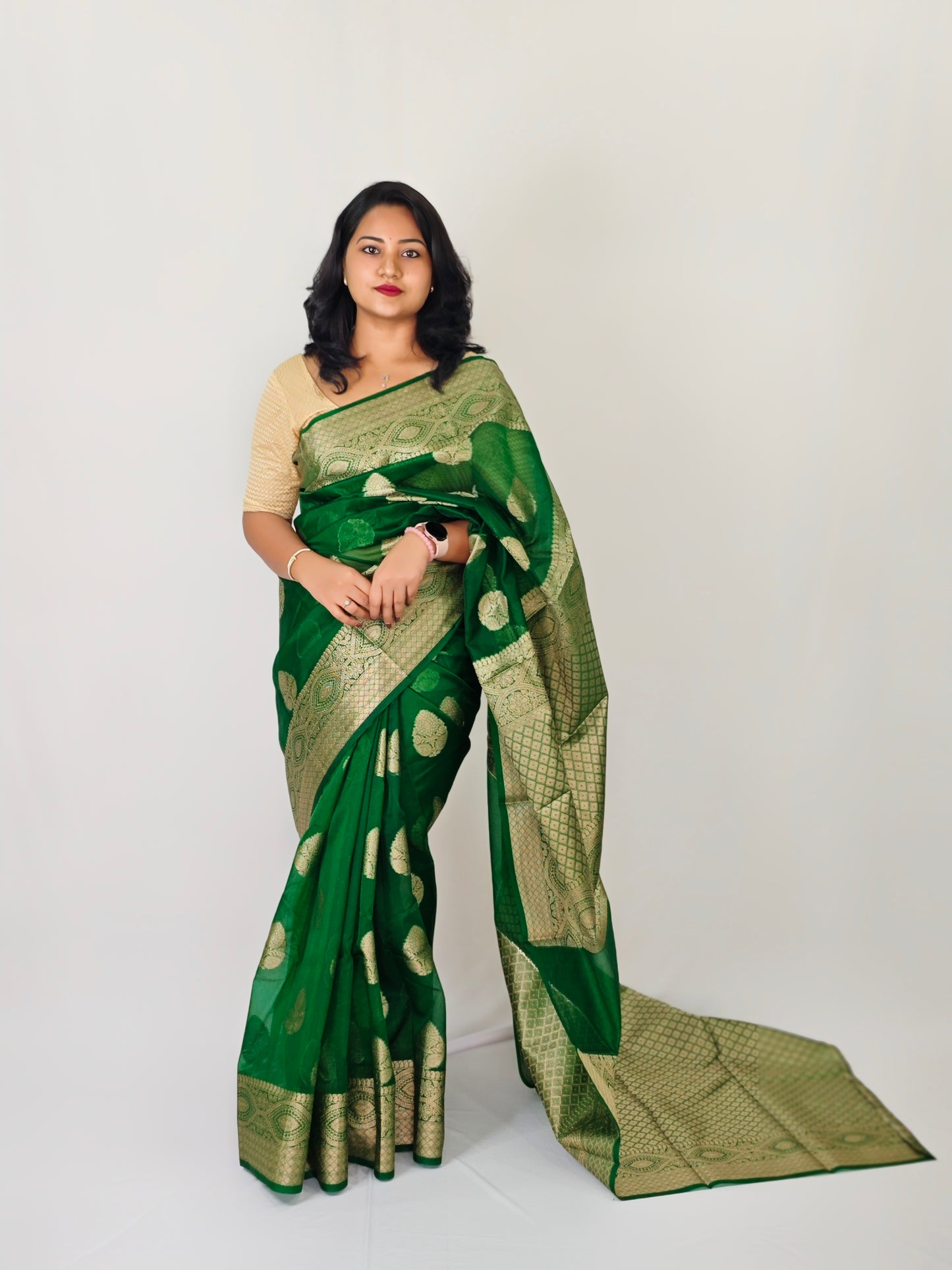 Golden Elegance Banarasi Kora Organza Silk Sarees