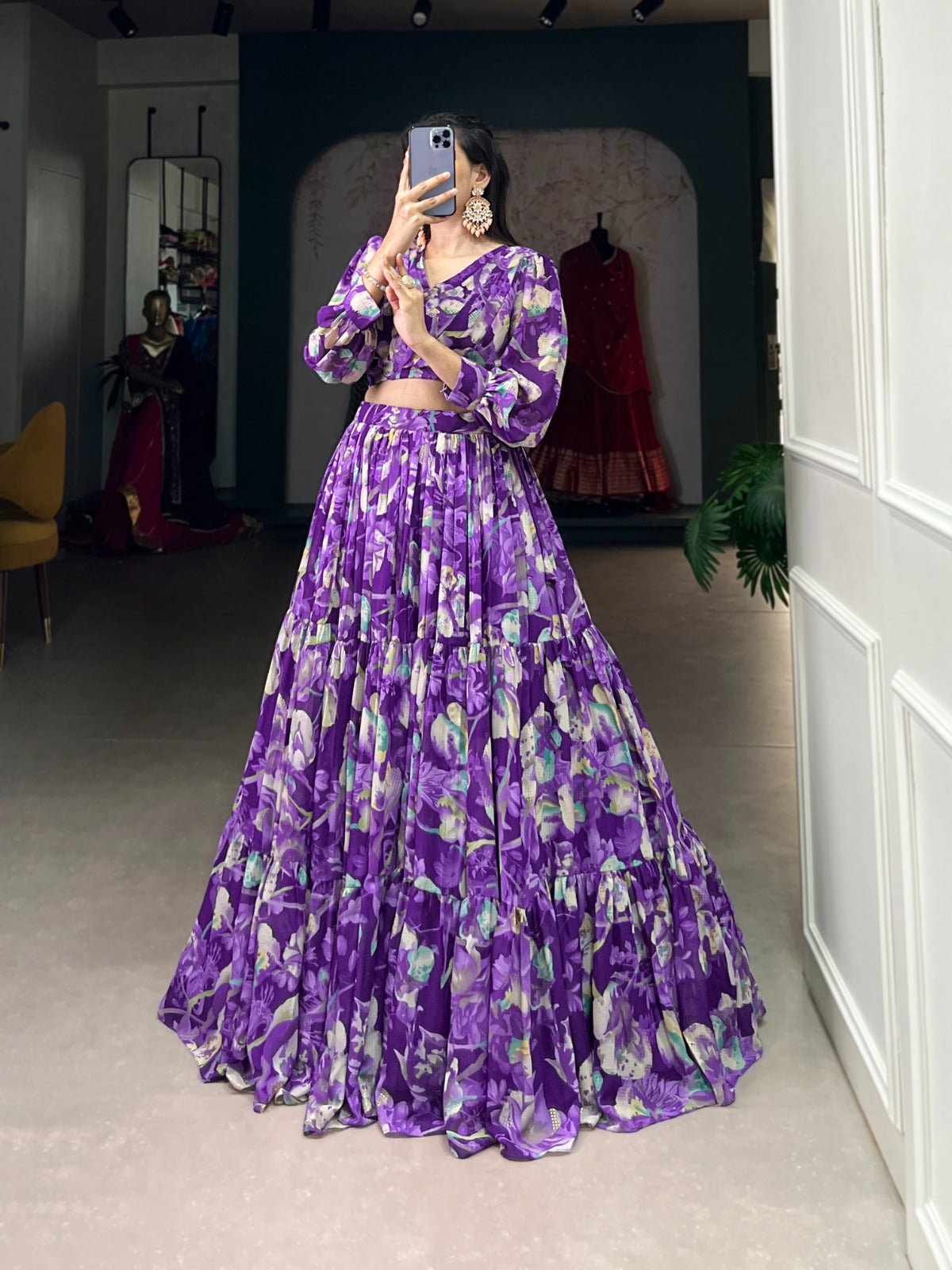 Georgette Chex Floral Print Co-ord Set