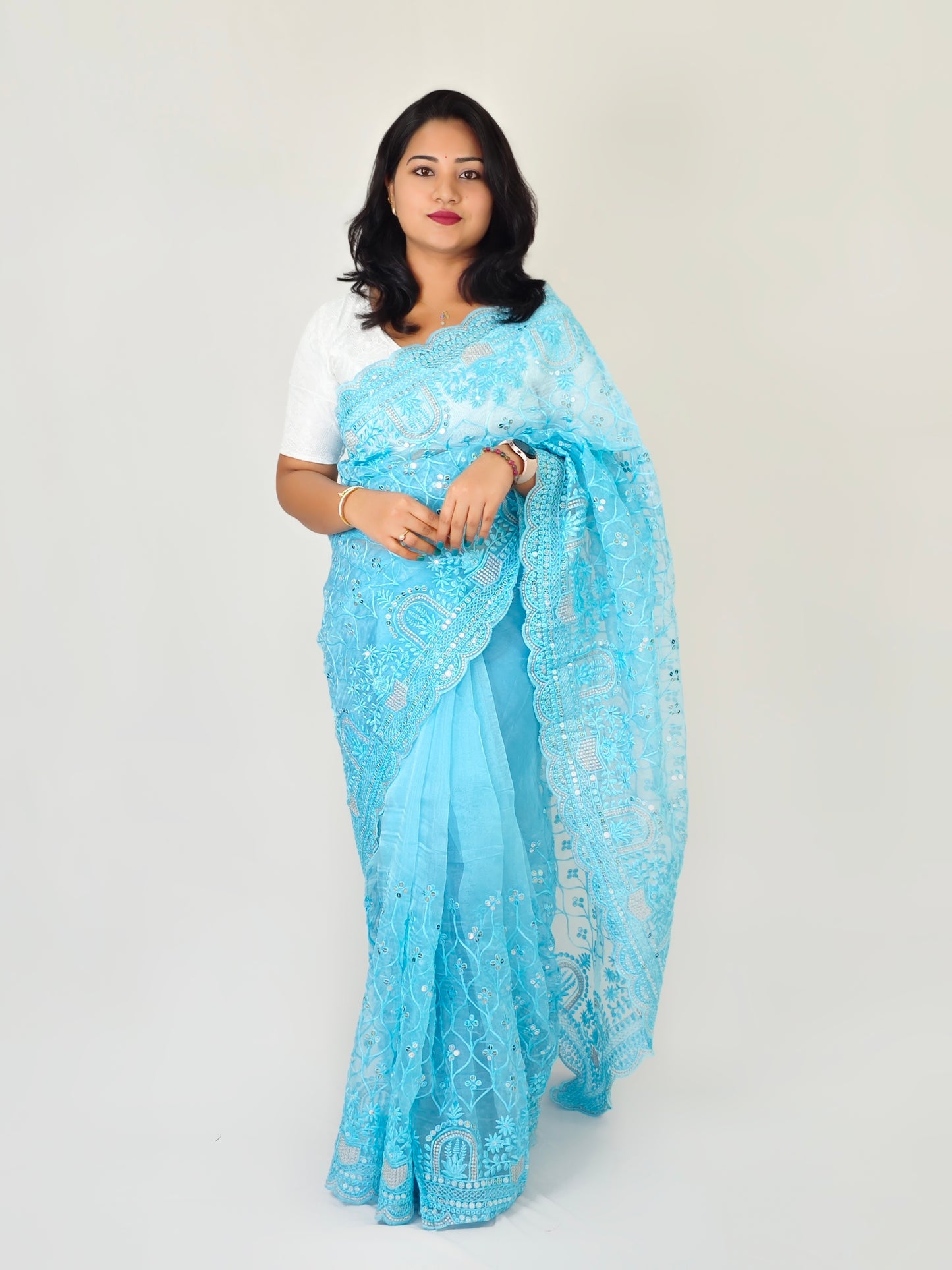 Premium Organza Saree MONO SILK BLOUSE