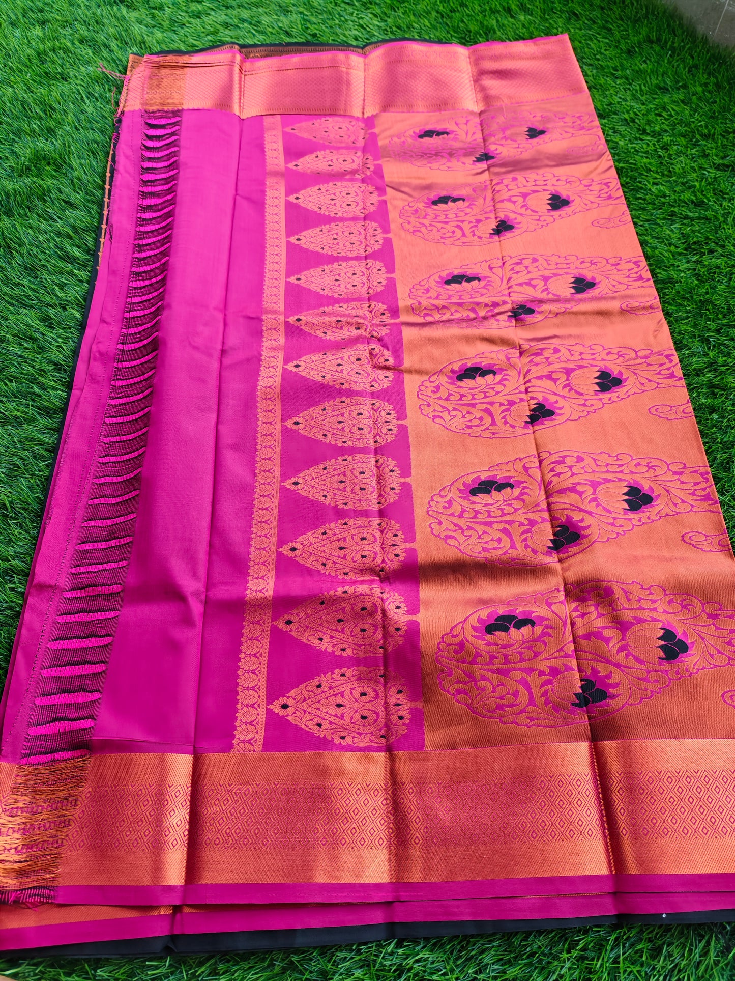 Dharmavaram Silk Saree with Intricate Meena Work and Blouse Piece for Women