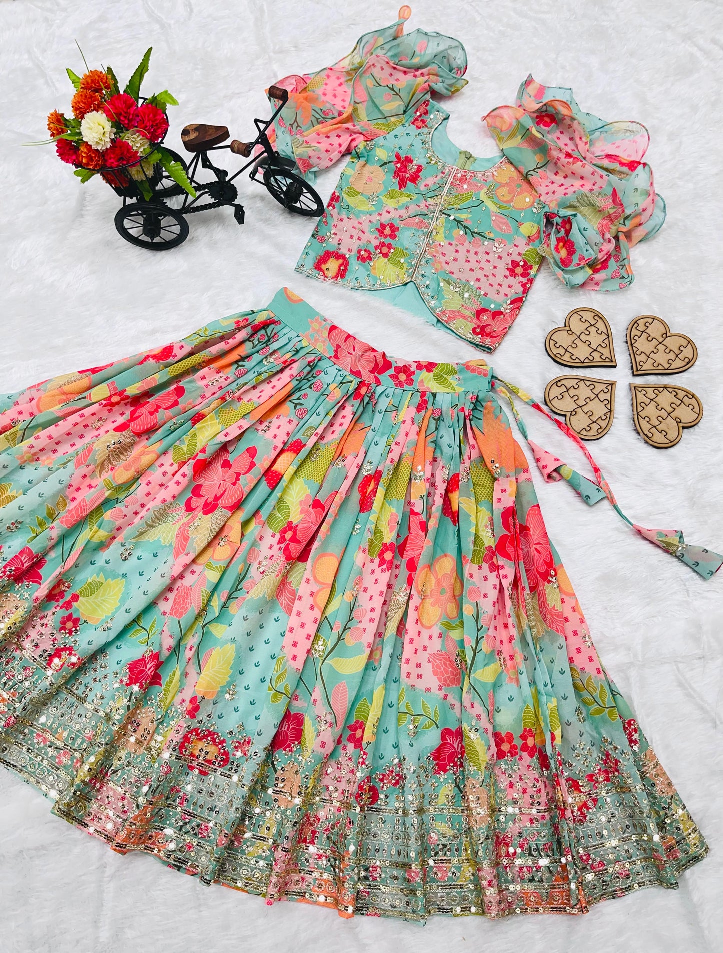 Kids Georgette Lehenga Choli Birthday Dress