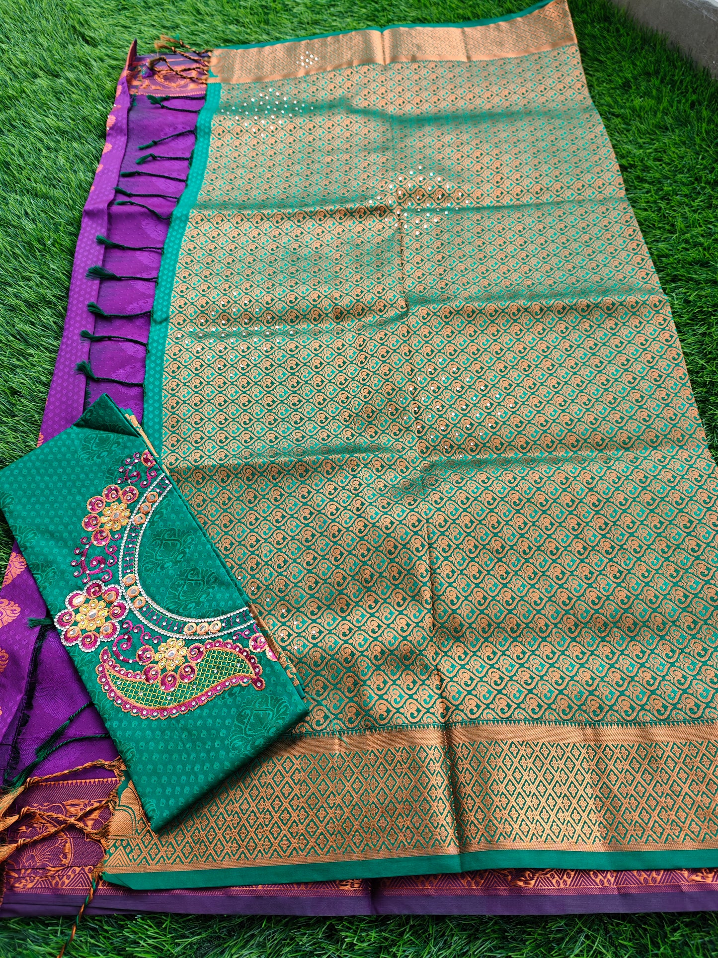 Soft Silk Saree with Cutwork and Stone Embellishments for Women