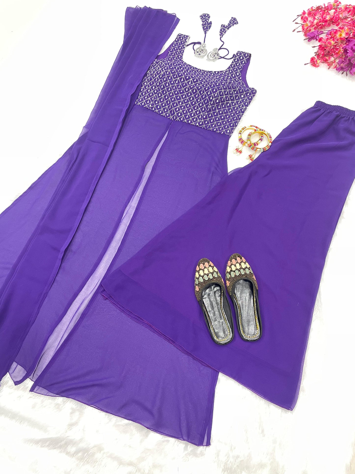 Regal Elegance: Unveiling Our Colour Suit with Sharara and Duppata