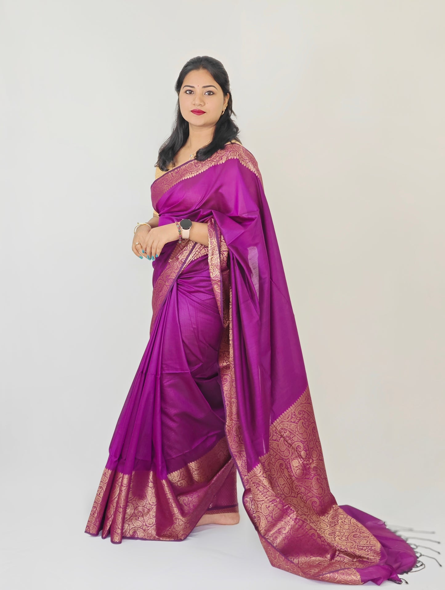 Elegance Redefined: Pure Muga Cotton Mohapar Saree with Luxurious Brocade Blouse