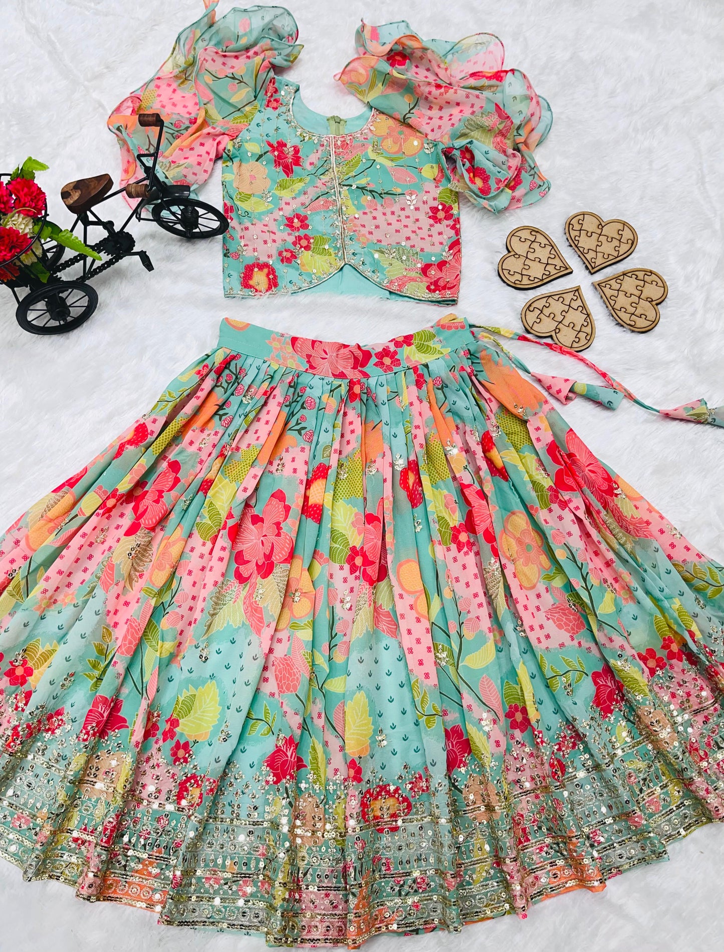 Kids Georgette Lehenga Choli Birthday Dress