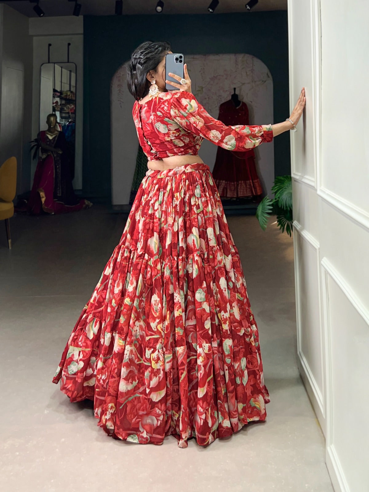 Georgette Chex Floral Print Co-ord Set