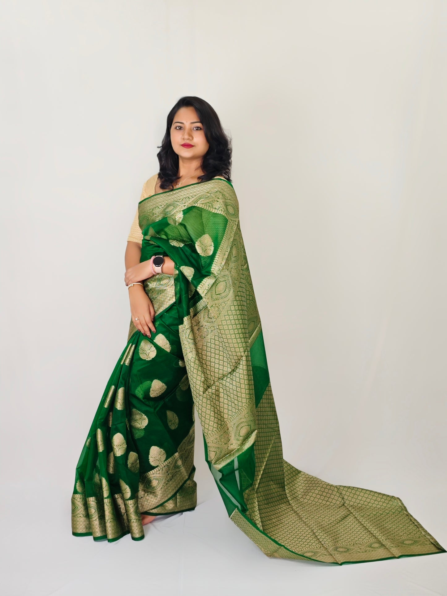 Golden Elegance Banarasi Kora Organza Silk Sarees