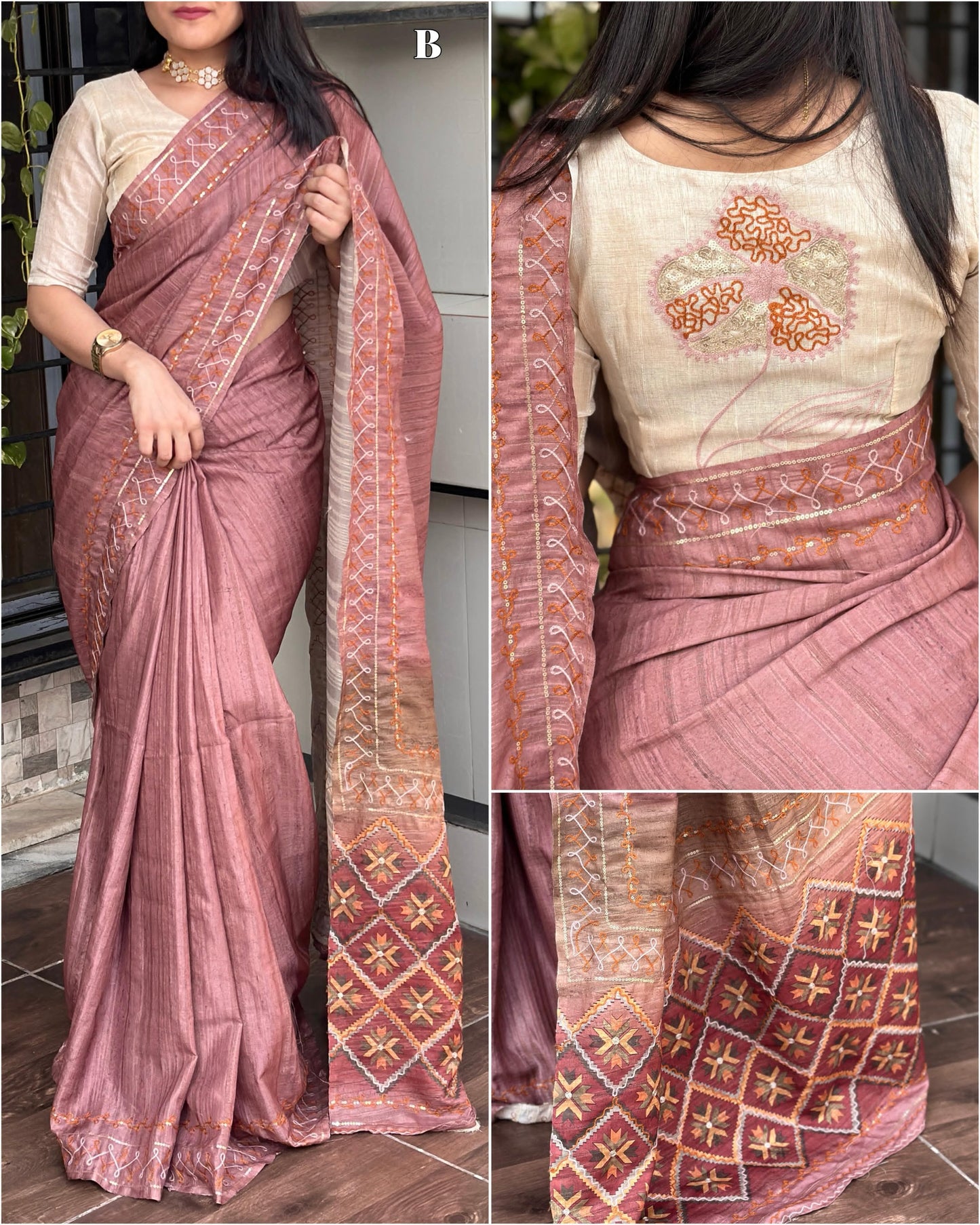 Air Silk Saree Ajark Print