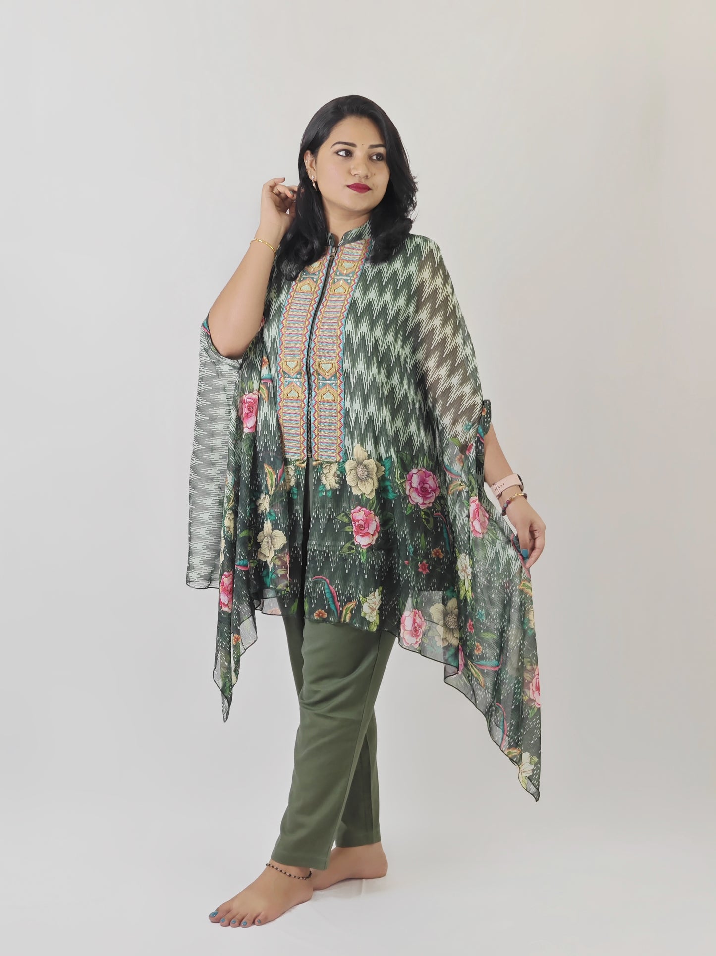 Designer Cape Style Top with Bottom