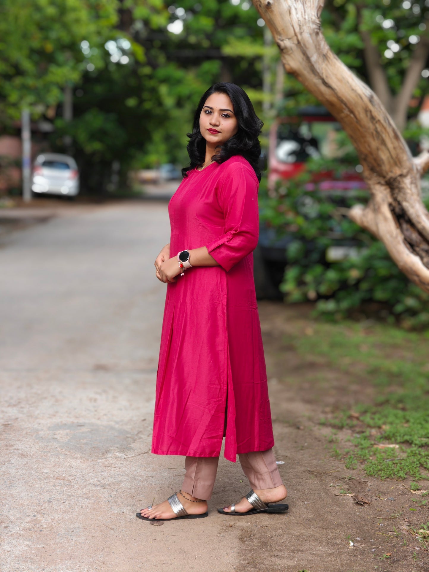 CHINNON SOLID PINK COORD SET JW955