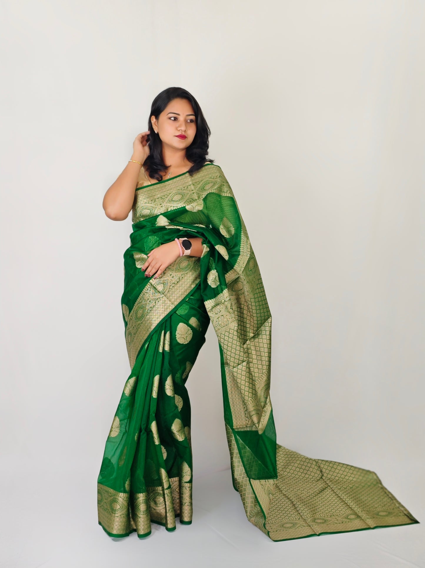 Golden Elegance Banarasi Kora Organza Silk Sarees