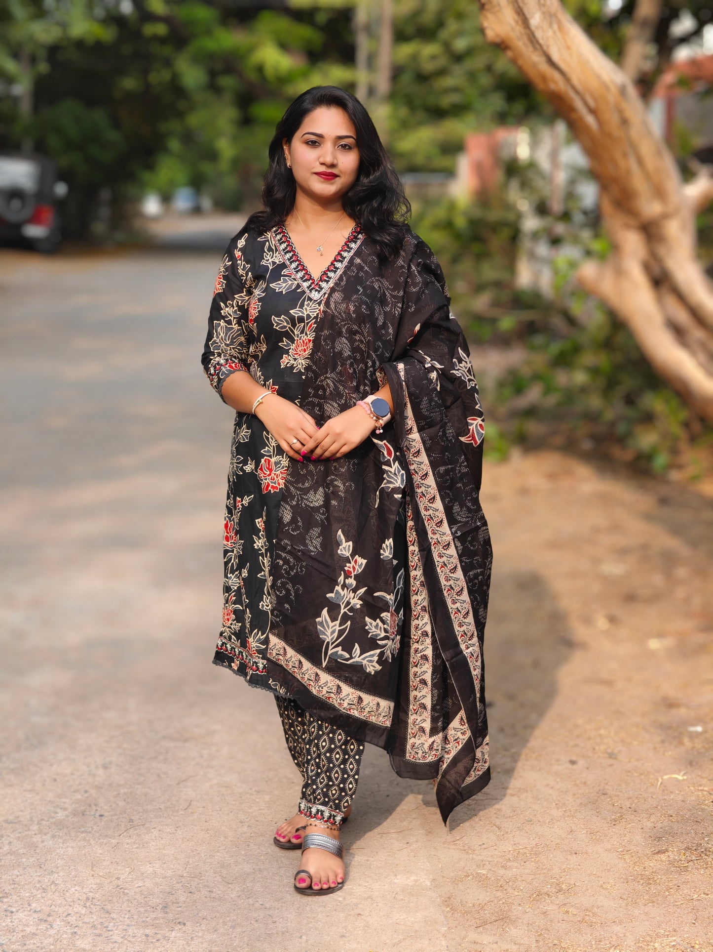Black Afghani Pattern 3 Pc set