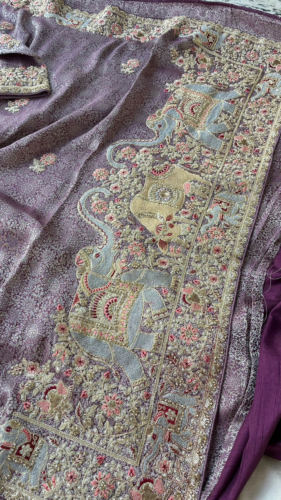 Pure Crepe Silk Saree with Fancy Coding Work and Heavy Rich Pallu – Bridal & Festive Wear