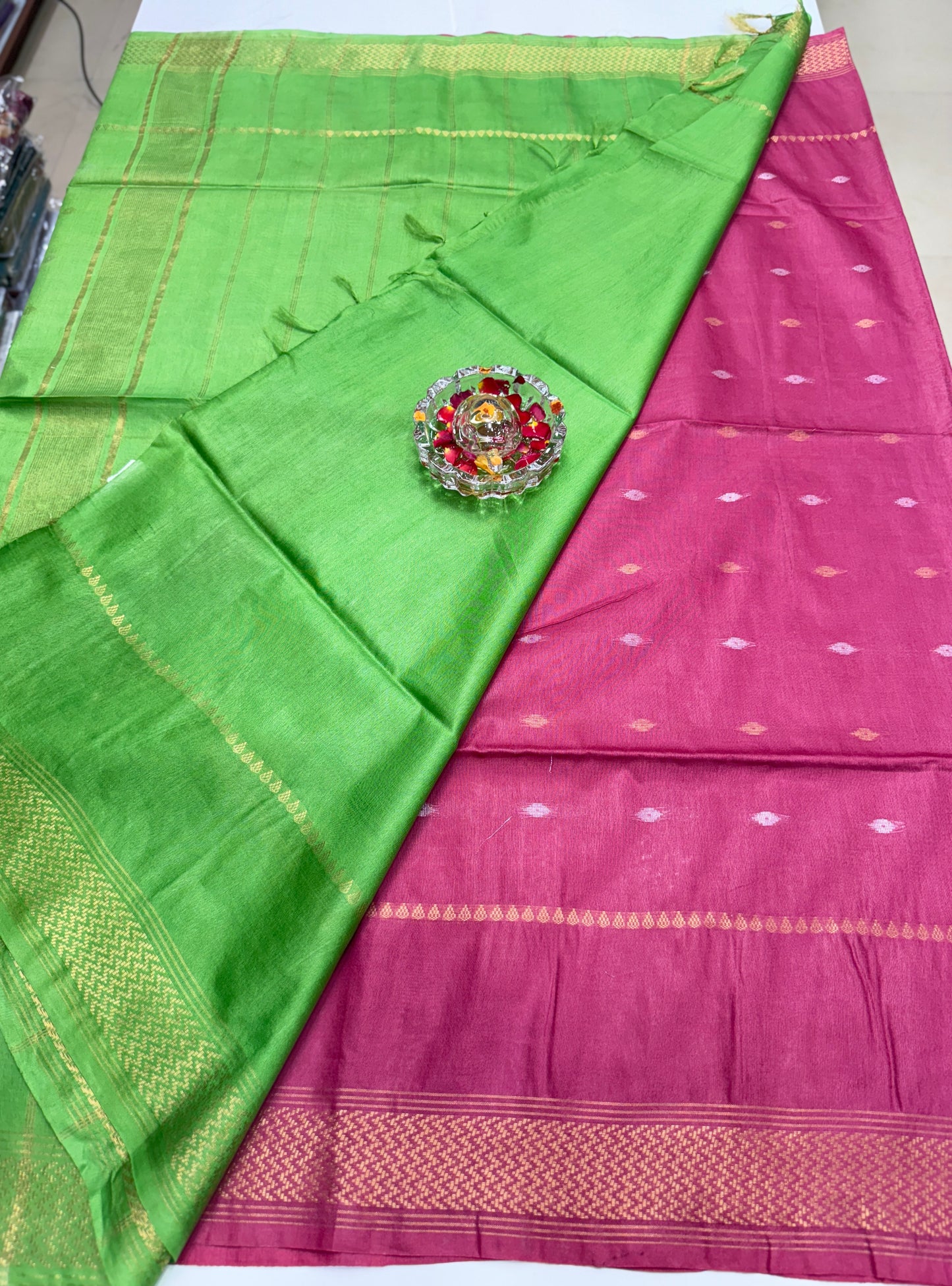 Semi Cotton Silk Saree with 2D Woven Buttas and Contrast Pallu – Elegant Daily and Festive Wear Saree