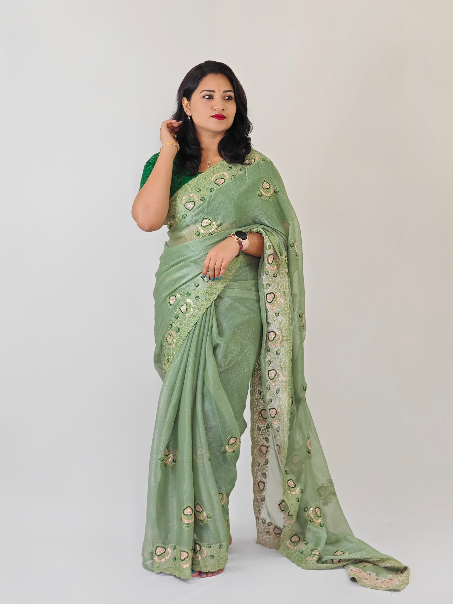 Exquisite Fancy Simmar Chiffon Saree with Multi Zari Embroidery - ₹1399 Only