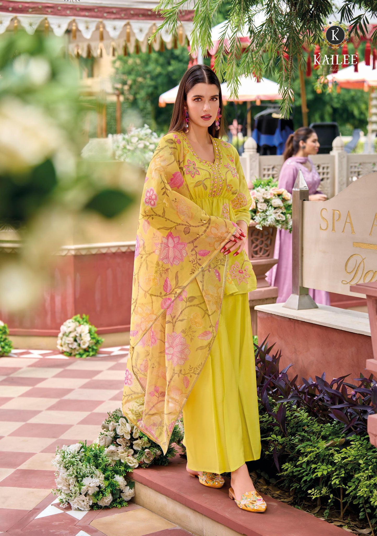 Viscose Shimmer Zari Silk Kurta Plazo Dupatta Set with Handwork and Digital Print Dupatta – Sizes XL to 3XL