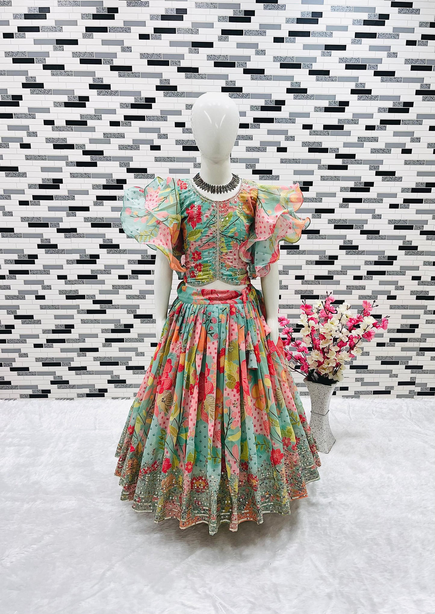 Kids Georgette Lehenga Choli Birthday Dress