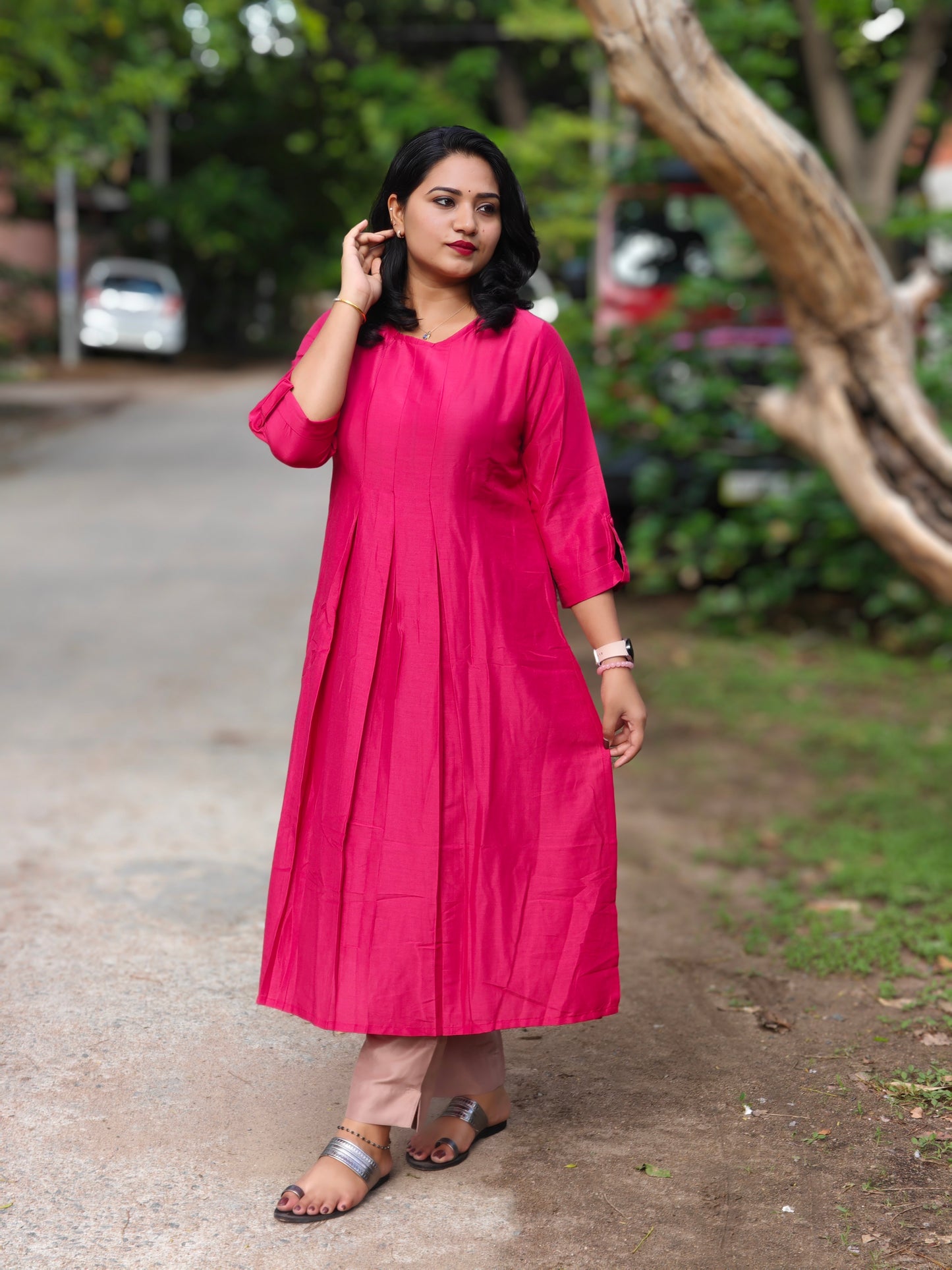 CHINNON SOLID PINK COORD SET JW955