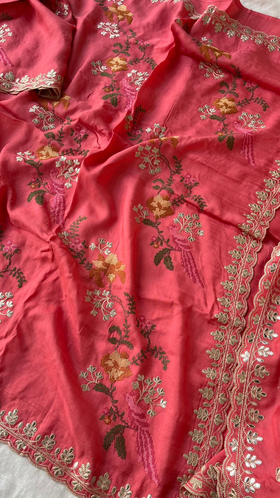 Pure Munga Silk Saree with Fancy Gotta and Embroidery Work – Festive & Wedding Wear