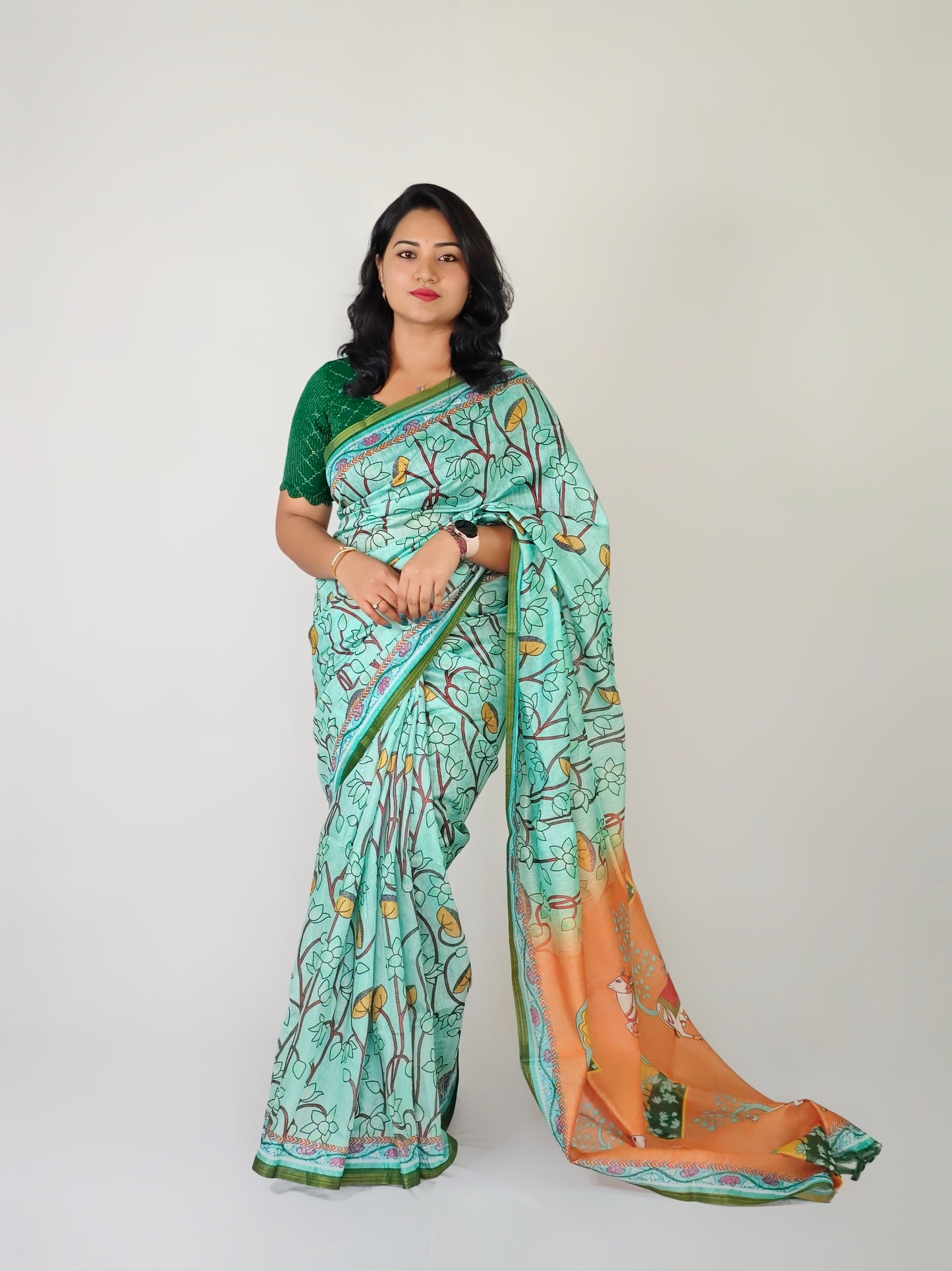 Mul mul Linen Pichwai Printed - Super Sale