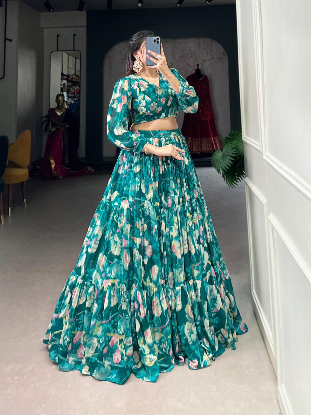 Georgette Chex Floral Print Co-ord Set
