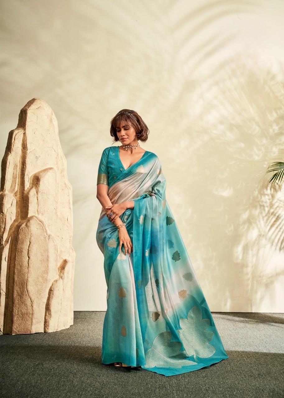 Soft Handloom style Silk Saree with Zari Leaf Weaving and Gradient Shading – Festive Wear Saree for Women