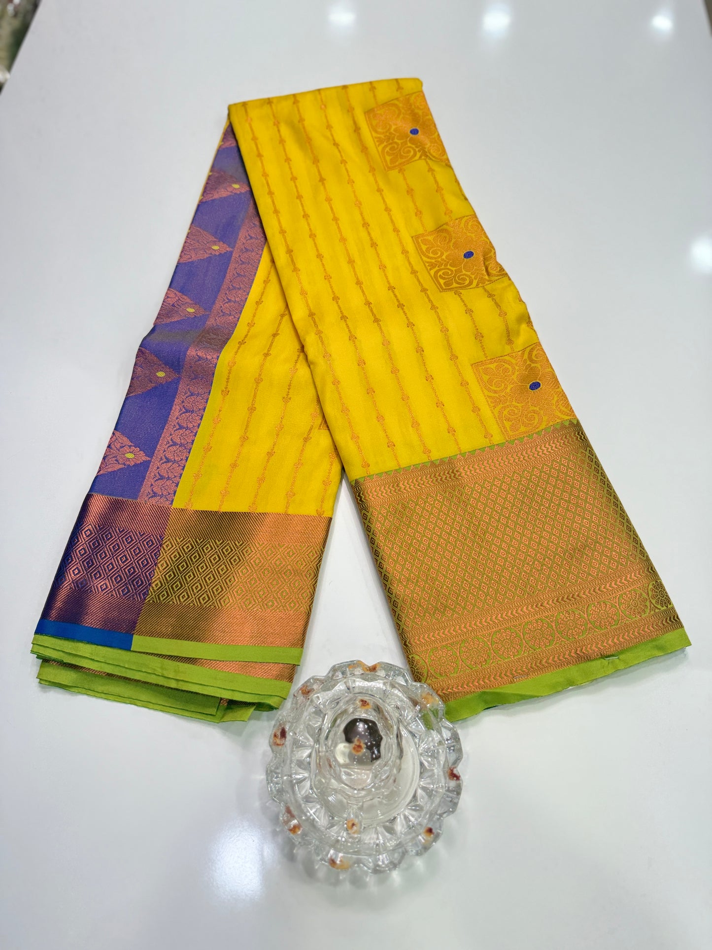 Dharmavaram Silk Saree with Intricate Meena Work and Blouse Piece for Women