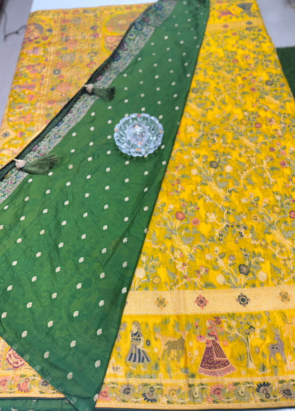 Soft Makhmal Silk Saree with 11-Shade Meenakari Weaving and Grand Pallu – Heritage Wedding Saree for Women