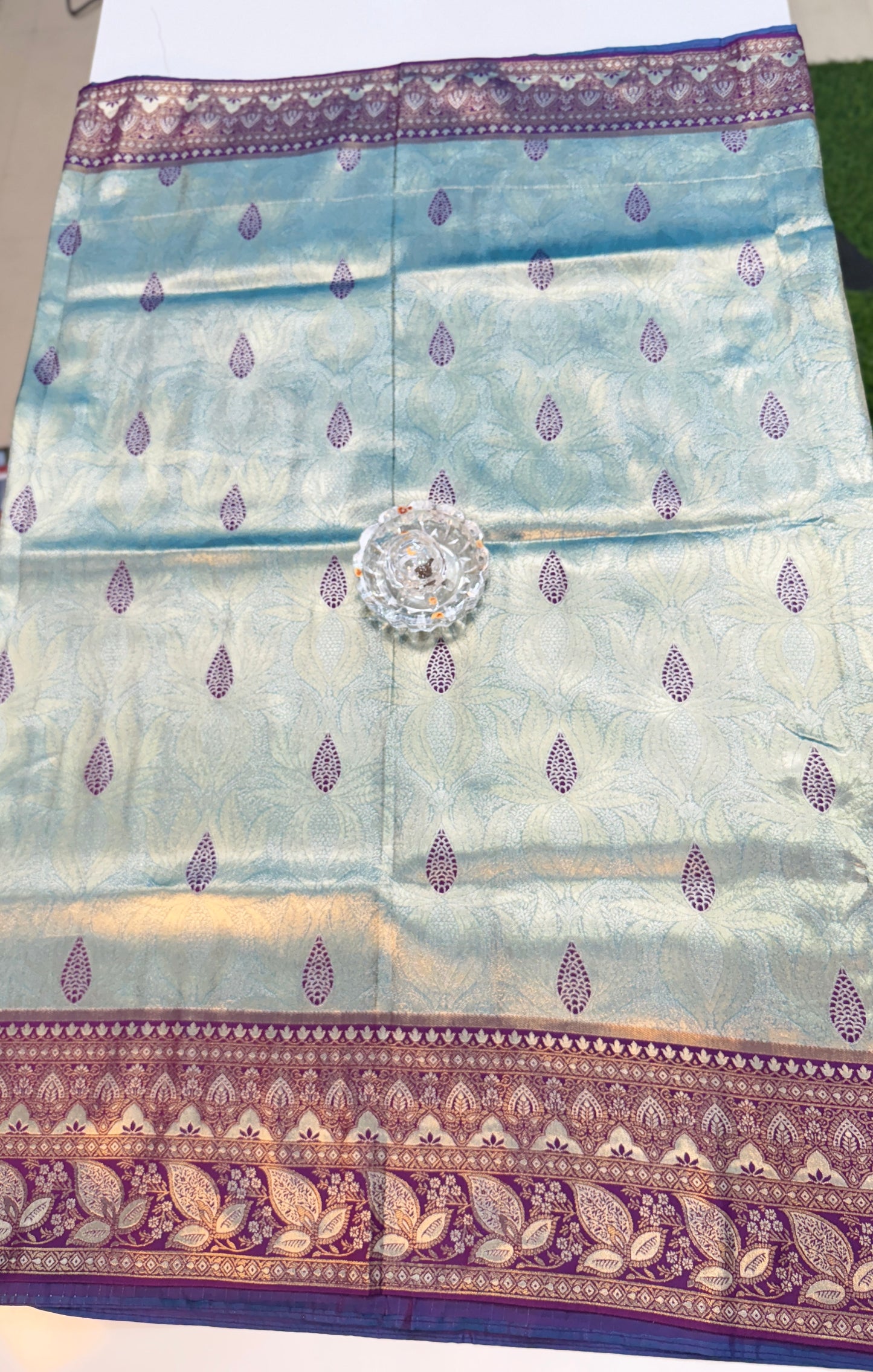 Kanjivaram Soft Silk Saree with Meenakari Weaving, Broad Pattu and Potli Tassels – Wedding Silk Saree for Women