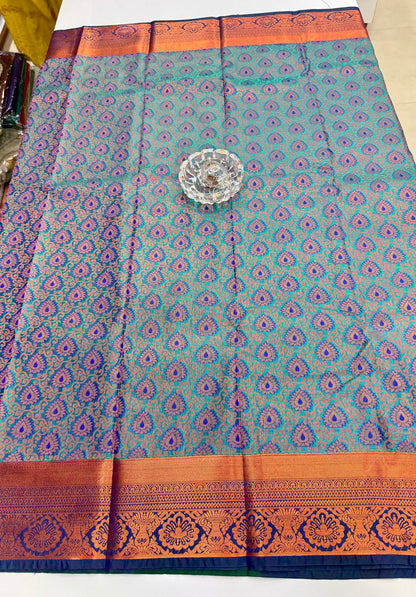 Bridal Soft Silk Saree with Jacquard Weaving & Contrast Border for Women