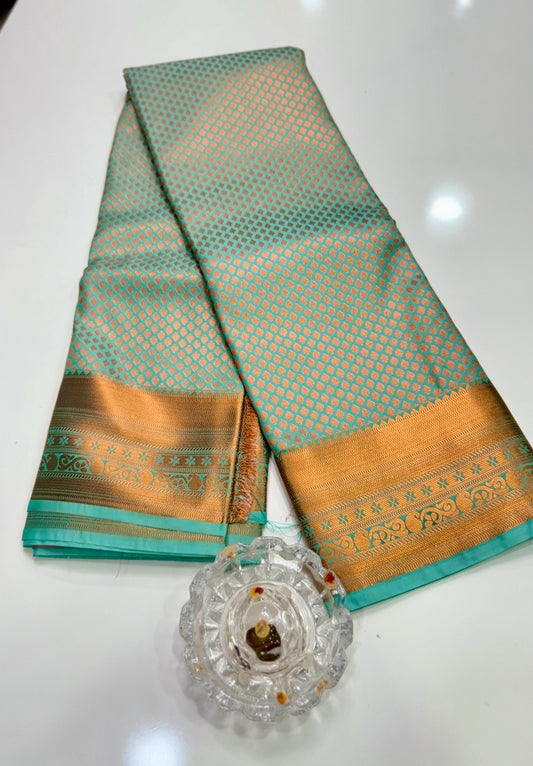 Kanchipuram Style Silk Saree with Rich Zari Border – Festive Wear