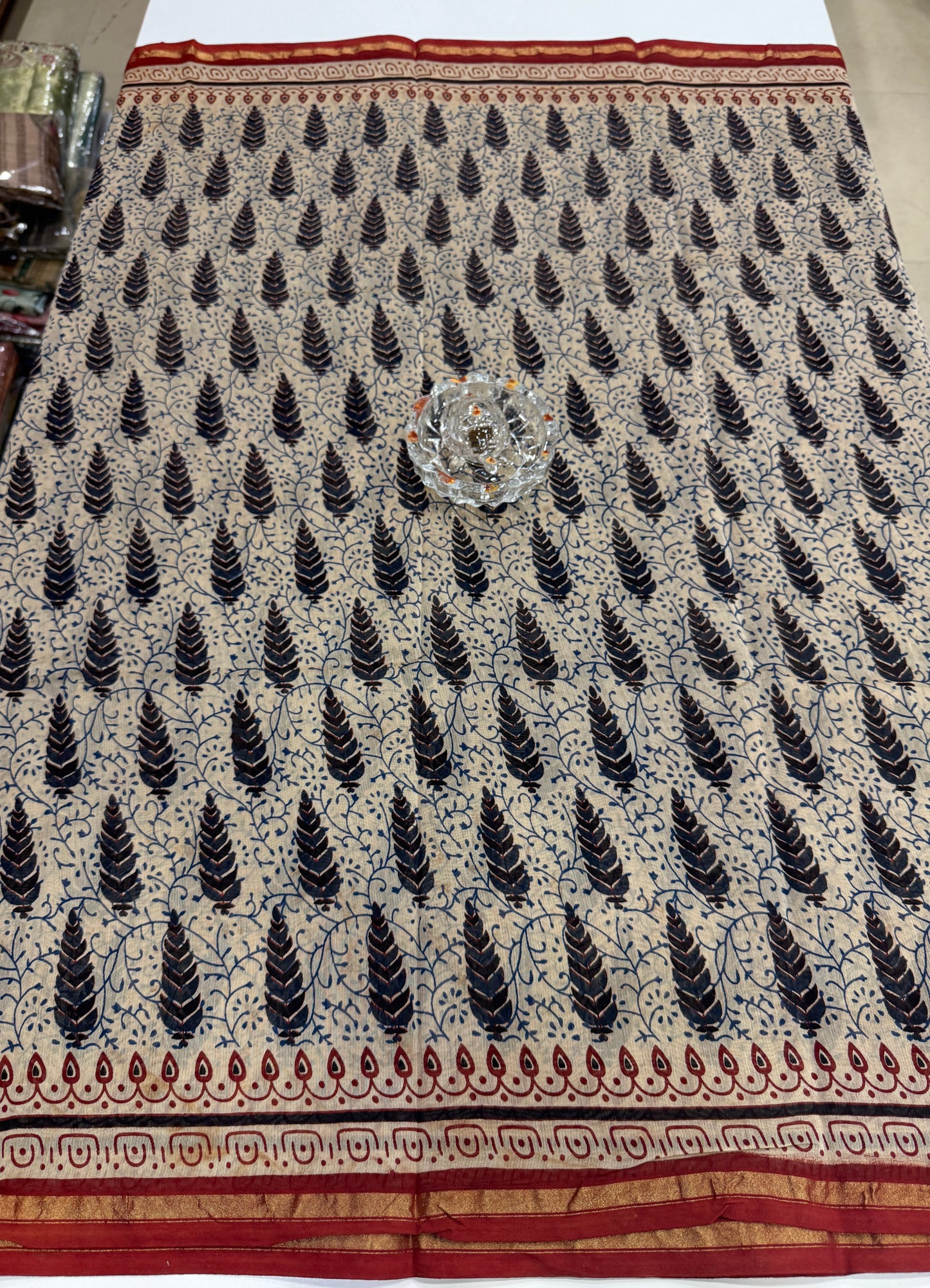 Pure Chanderi Silk Saree with Intricate Handblock Print and Blouse Piece – Traditional Wear for Women