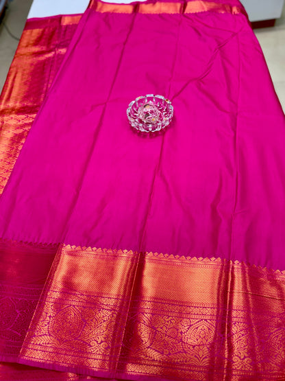 Bridal Kanchipuram Style Silk Saree with Rich Zari Border – Festive Wear