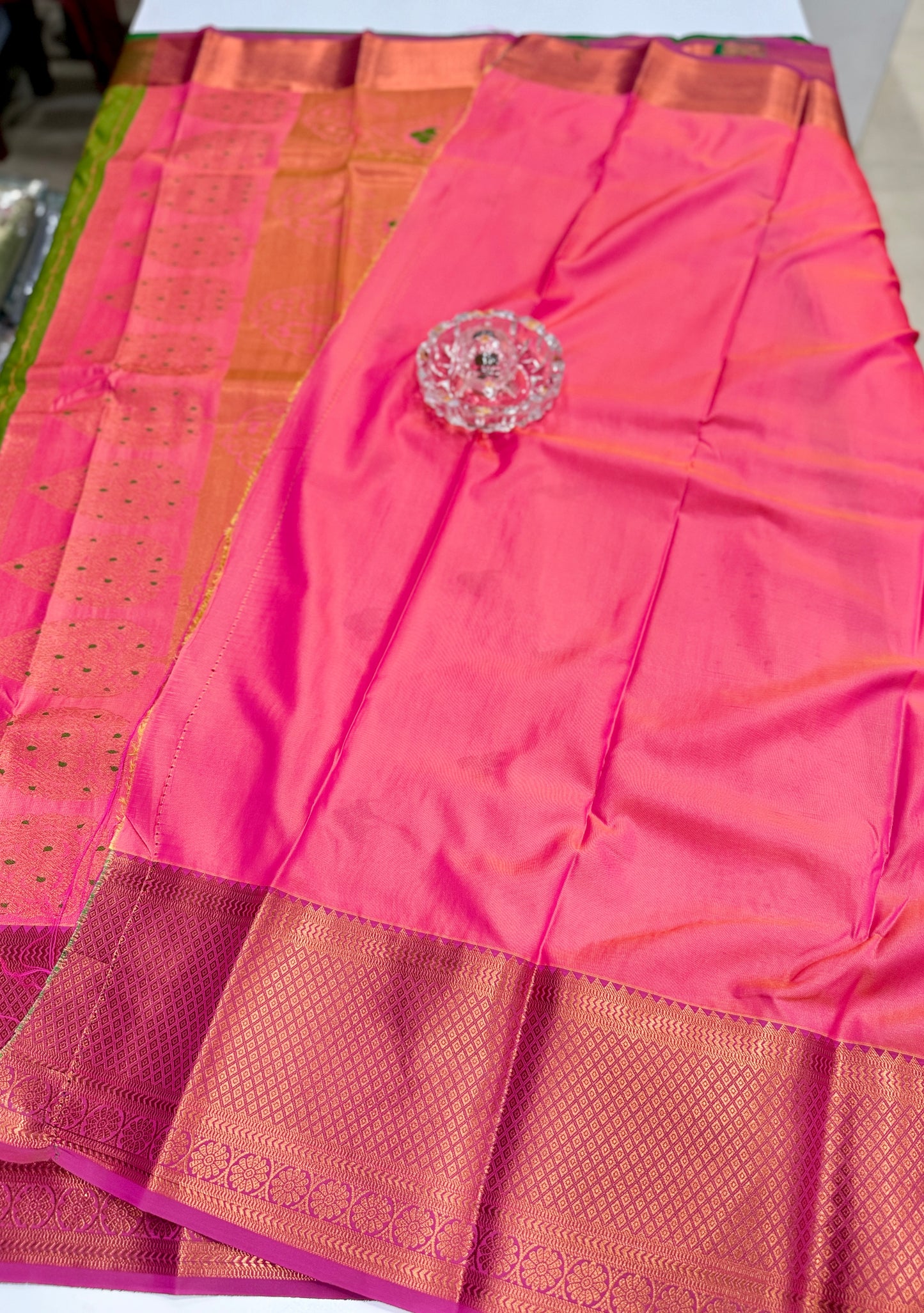 Dharmavaram Silk Saree with Intricate Meena Work and Blouse Piece for Women