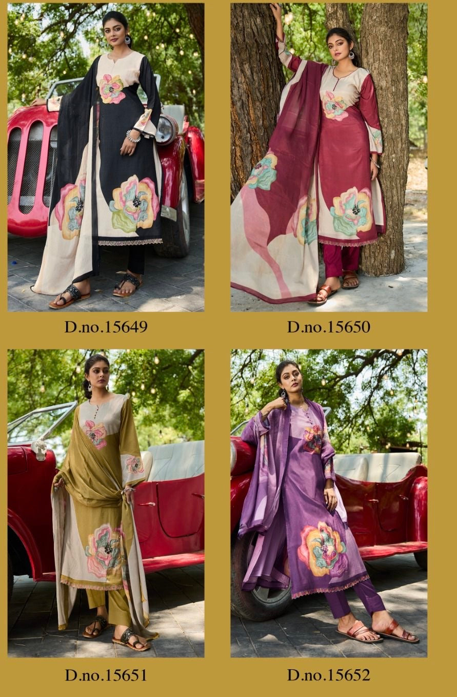 Bamberg Muslin digital print and handwork Unstitched Dress material