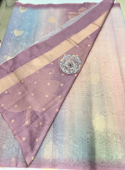 Soft Handloom style Silk Saree with Zari Leaf Weaving and Gradient Shading – Festive Wear Saree for Women