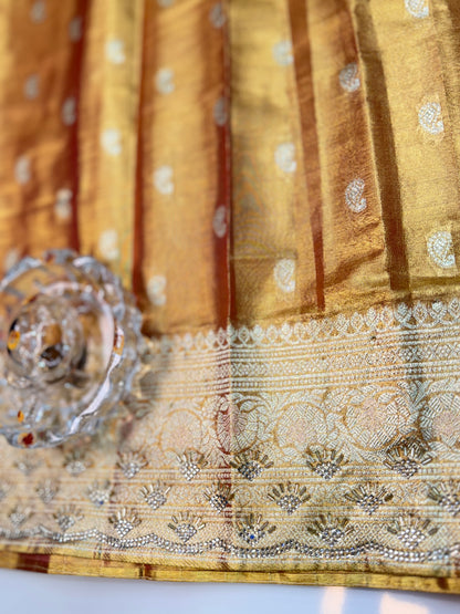 Rich Tissue Silk Saree with Heavy Zari Weaving and Ornate Border for Women