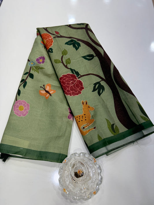 Assam silk saree for women with aari embroidery and paithani motifs, festive wear saree with blouse