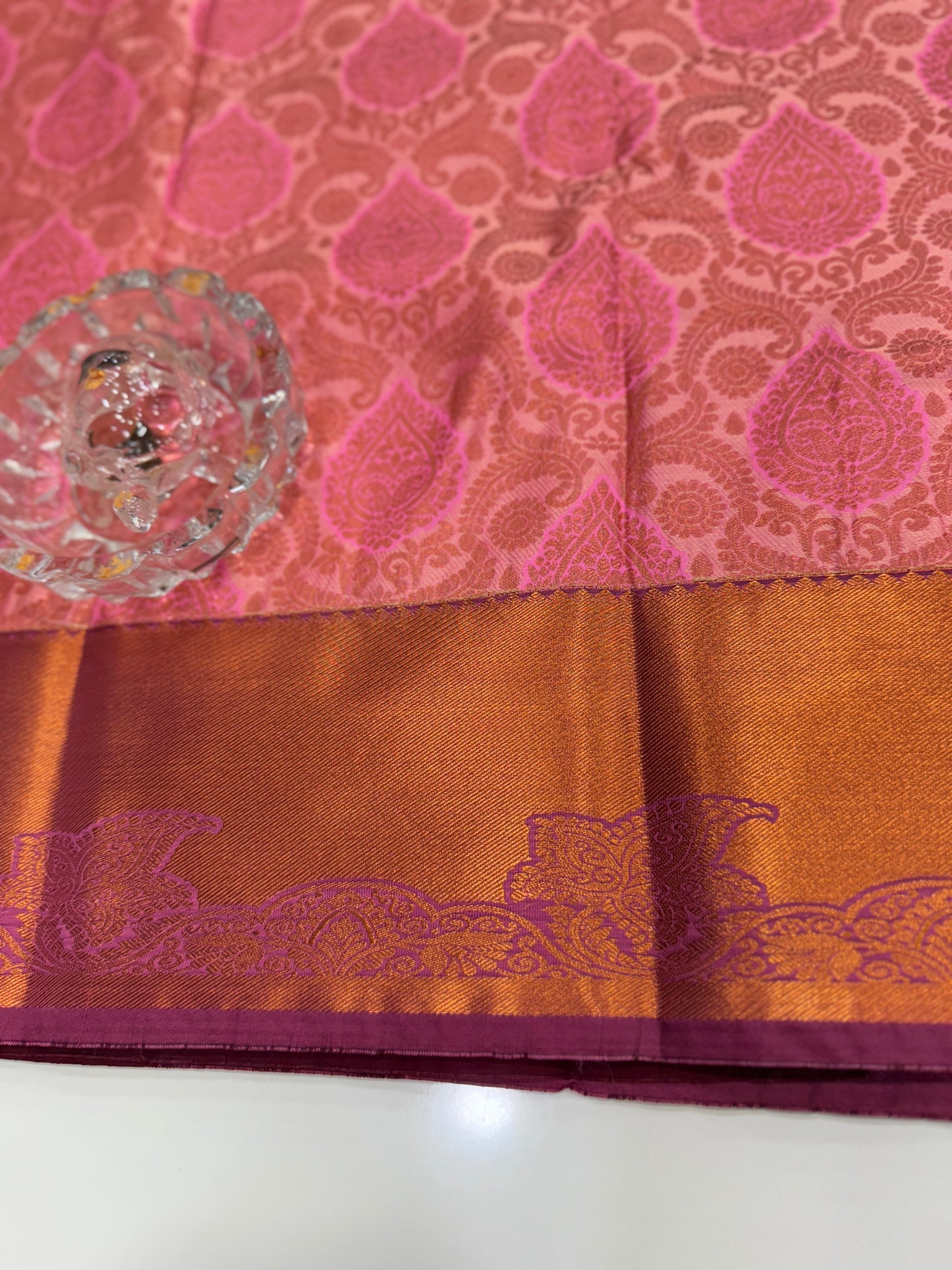 Bridal Soft Silk Saree with Jacquard Weaving & Contrast Border for Women