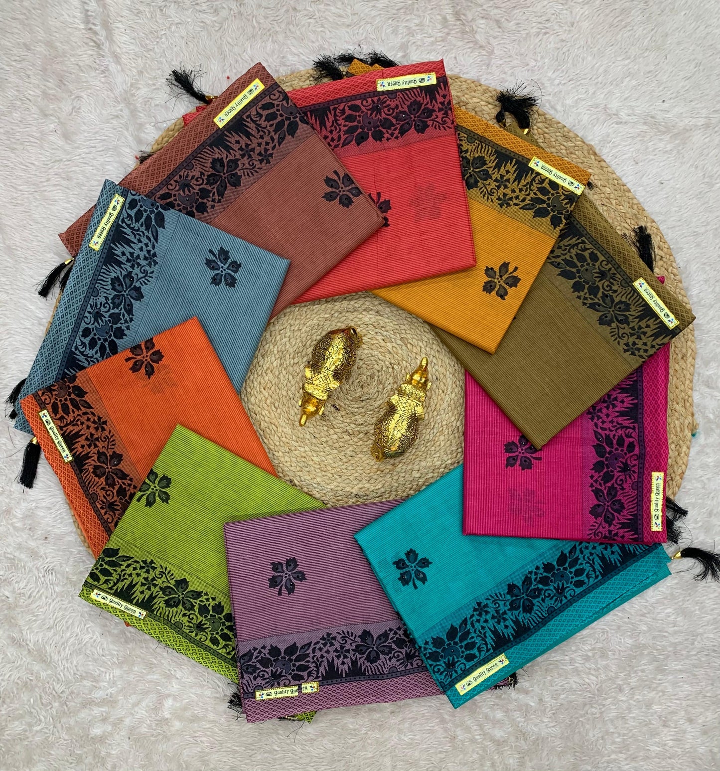 Pure Suti Cotton Saree with Traditional Batik Print – Chikko Tone and Multiple Colour Options